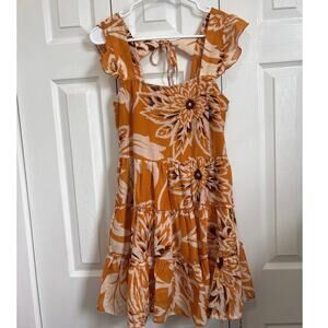 Band of the Free NWT Yellow Floral Boho Tiered Mini Dress Small